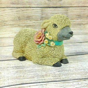 Woolly Resin Sheep Lamb Figurine Christmas Sheep Ornament Home Garden Décor VTG